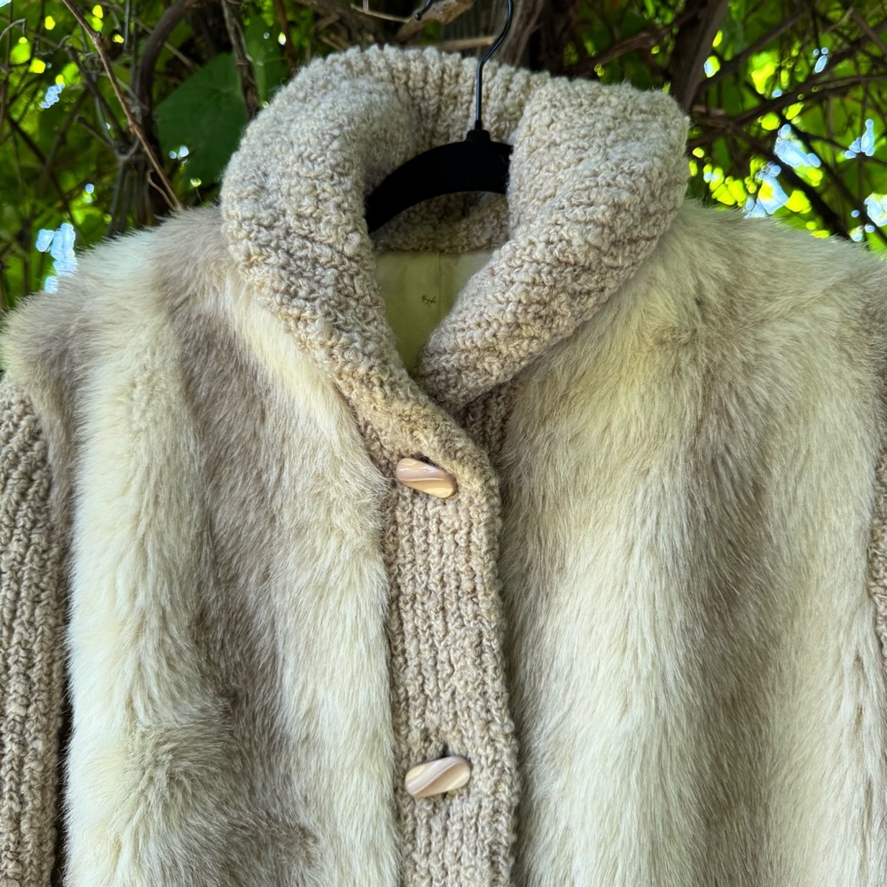 Vintage 70’s / 80’s faux fur and knit teddy jacket - Picture 2 of 7